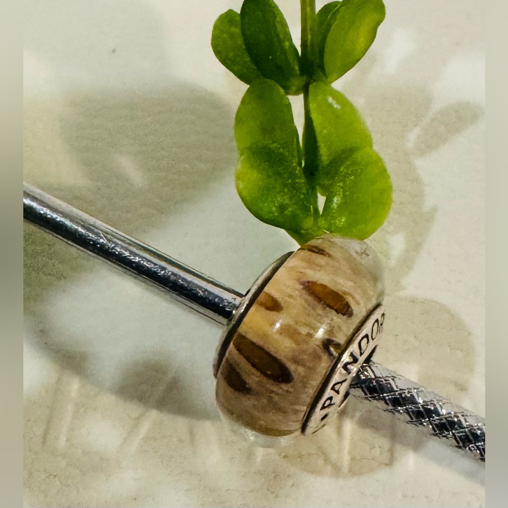 Authentic Pandora Retired Clouded Leopard Murano Glass 925 Ale Charm HTF